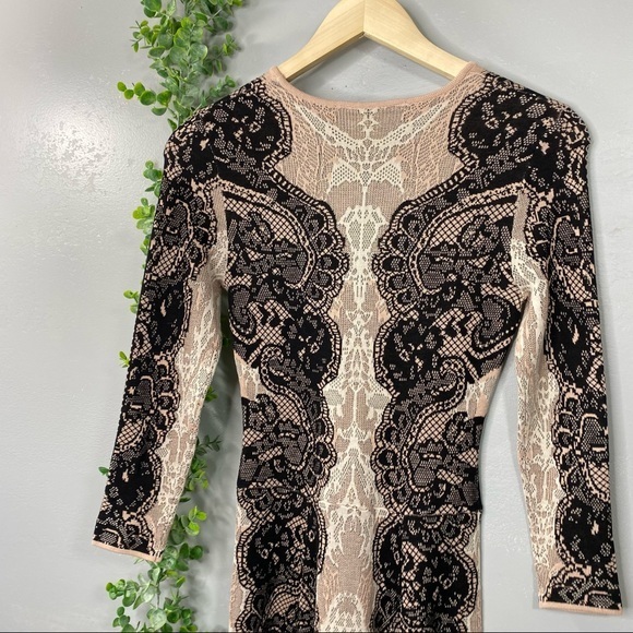 BCBGMaxAzria Bare Pink Black Lace Alma Dress - Picture 13 of 14